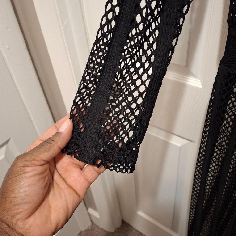 Fashion Nova Black Mesh Zip-Front Jumpsuit - Picture 3 of 4